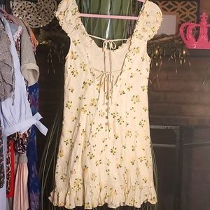 FREE PEOPLE Citrus Surprise Ruffled Open Tie Back Dress